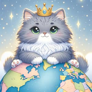 Cute Cat Ruling the World | Whimsical Illustration