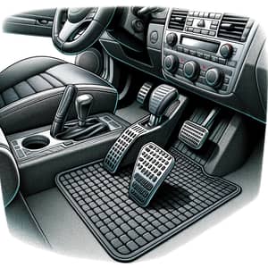 Detailed Interior Illustration of Car | Car Mat and Pedals