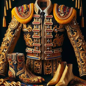 Vibrant Matador Jacket with Gold Trim & Sequins - Rich Culture