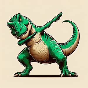 Dabbing T-Rex: Fun Green Dinosaur Image