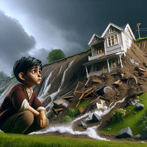 Realistic House at Risk with South Asian Boy | Dramatic Scene