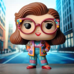 Chic Plus Size Woman Funko Pop Character in Colorful Jumper Suit