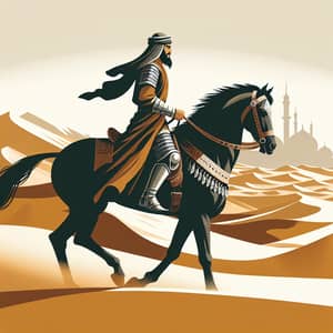 Muslim Warrior Riding Horse in Desert - Jahiliyyah & Islamic Eras