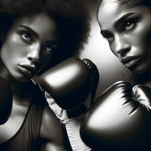 Intense Close-Up Boxing Match Between Two Fierce Women