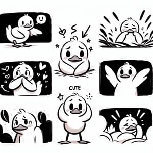 Whimsical White Duck | Animated Emotions and Poses | Cute Disney Style