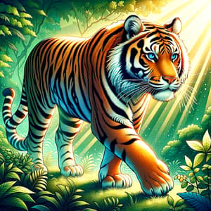 Majestic Tiger in Lush Green Jungle - Powerful and Vibrant