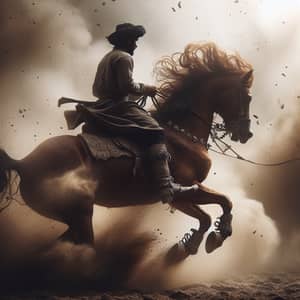 Dramatic Horse and Rider Image: Powerful Equestrian Scene