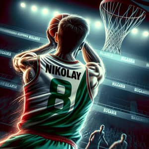 Intense Basketball Player in Bulgaria Jersey Score Point