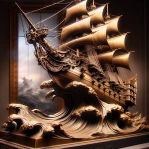 Intricately Detailed Warship Trophy - Champion of the Seas