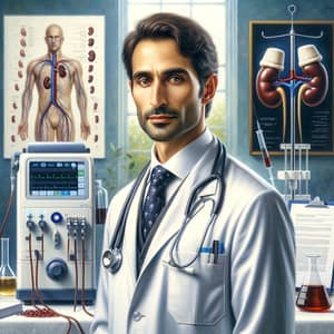 Professional Middle Eastern Nephrology Doctor - Oil Painting