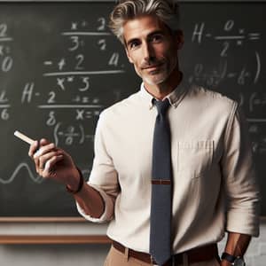 Experienced Teacher Explaining Math Formulas in Classic Classroom