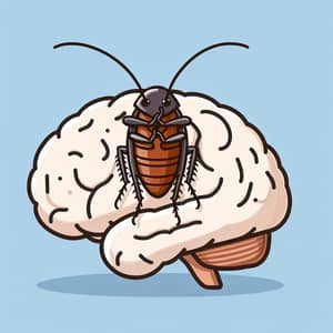 Contemplative Small Cockroach in Human Mind Illustration