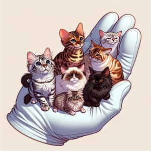 Hand Holding Adorable Collection of 10 Cats | Various Breeds and Colors