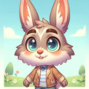 Adorable Cartoon Rabbit Character with Bright Eyes and Friendly Smile