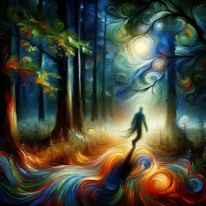 Mysterious Figure in Misty Forest: Enchanting Artistry