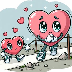 Heart Waiting for Another Heart to Join Hands - Cartoon Illustration