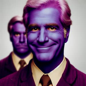 Middle-Aged Purple Man: Disturbing Demeanor and Cold Smile
