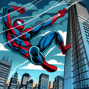 Comic-Style Superhero Swinging Between Skyscrapers | Action Art