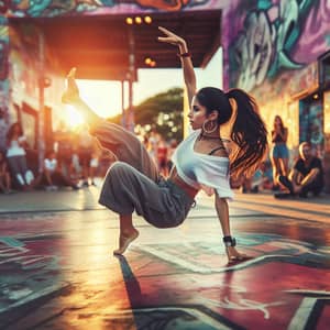 Hispanic Girl Breakdancing Barefoot - Urban Dance Showcase