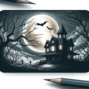 Eerie Haunted House Drawing | Spooky Thumbnail Artwork
