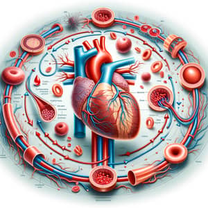 Detailed Diagram of Circulatory System with Human Heart