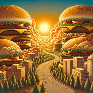 Fantastical World Filled with Hamburger Shapes