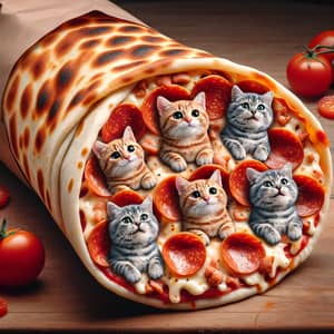 Pepperoni Pizza Shawarma with Cute Cat Toppings