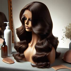 Dark Brown Lustrous Waves Wig | Quality Synthetic Hairpiece