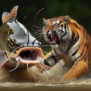 Catfish vs Tiger: Wild Confrontation of Two Species