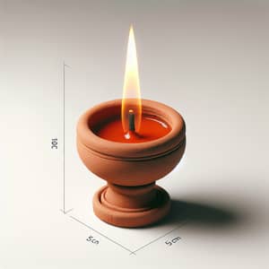 Cylindrical Clay Oil Lamp with Flame - Red Clay Design