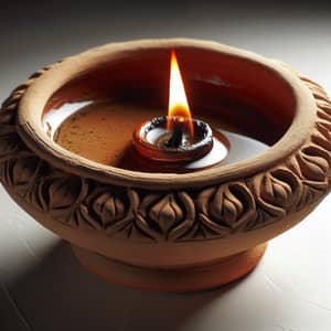Earthen Clay Oil Lamp with Low Flame | Home Decor