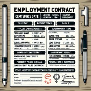 Employment Contract Form: Commencement Date, Location, Salary & More