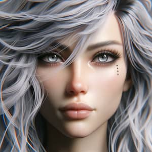 Cyberpunk Female Character with Silver-White Hair | Digital Art Style