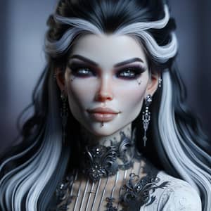Gothic Fantasy Art: Striking Female Character with Unique Look