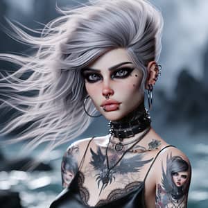 Gothic Punk Female Character in Fantastical World | High-Definition Art