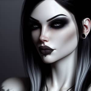 Goth Woman with Pale Skin and Dark Makeup - Beauty in Darkness