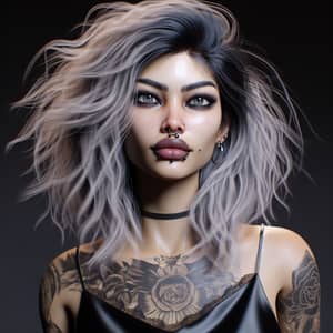Fantasy Goth Woman Portrait: Photorealistic South Asian Beauty