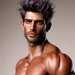 Ruggedly Handsome Middle-Eastern Man with Spiked Violet Hair