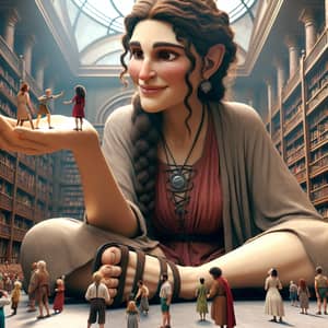 Colossal 100-Meter Tall Giant Hermione Granger in Library Painting