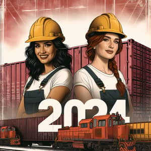 2024 Calendar Cover Design with Diverse Women in Safety Helmets