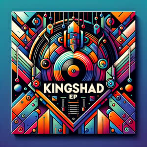 KingShad EP Cover Art | Vibrant Colors, DJ Mixer & Vinyl Records