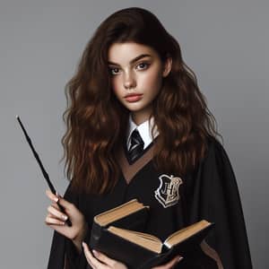 Young Female Wizard with Wavy Brown Hair | Magic Studies