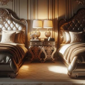 Luxurious Bedside Tables in Warm Tone Bedroom Setting