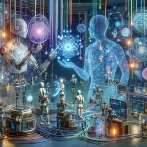Futuristic Science and AI Network Illustration