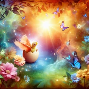 Vibrant Birth Scene: Colorful Depiction of New Beginnings