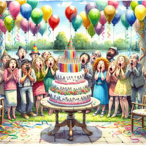 Whimsical Birthday Surprise Watercolor Painting