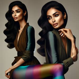 Elegant South Asian Woman in High Fashion Tights