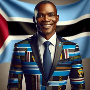 African Politician in Botswana Flag Attire - Charismatic Figure