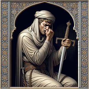 Pre-Islamic Era Man in Prayer Niche with Sword