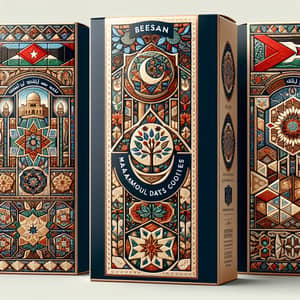Luxurious Vertical Packaging Design with Holy Land Mosaic Patterns | BEESAN & Maamoul Dates Cookies